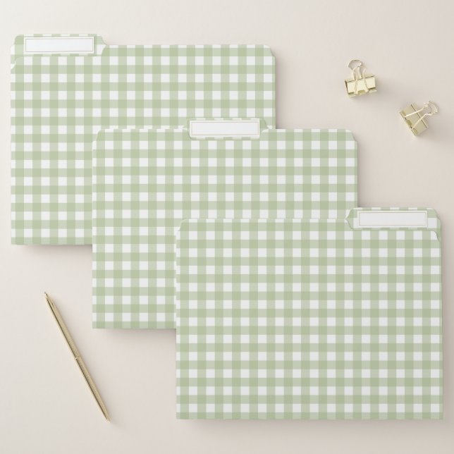 Faye and Lauren Green Gingham File Folder (Set)