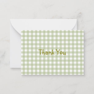 Faye and Lauren Green Gingham Thank You Note Card