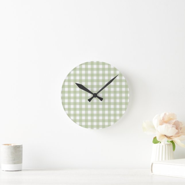 Faye and Lauren Green Gingham Wall Clock (Home)