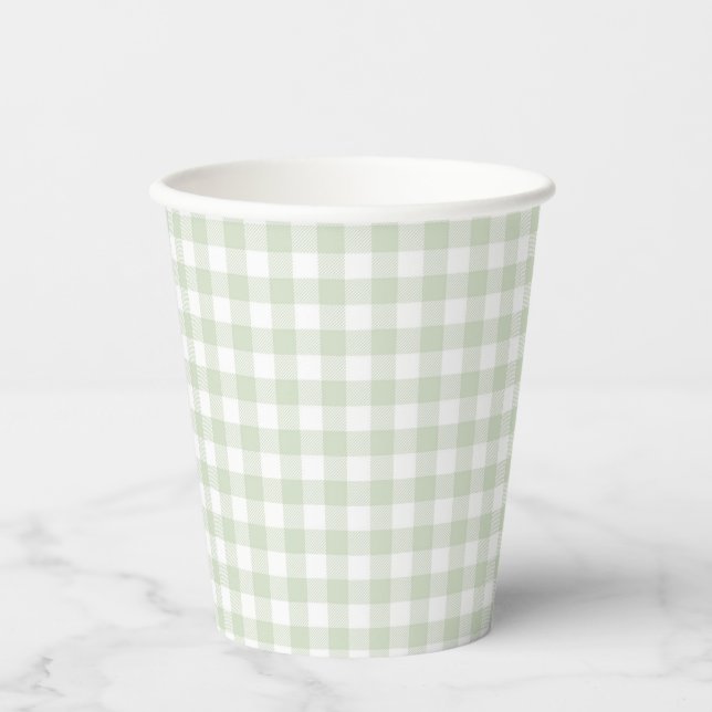 Faye and Lauren Green Plaid Paper Cups (Front)