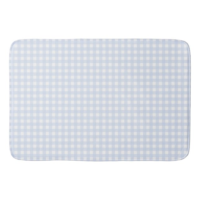 Faye and Lauren Light Blue Gingham Bath Mat (Front)