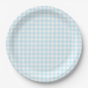 Faye and Lauren Light Blue Gingham Paper Plates