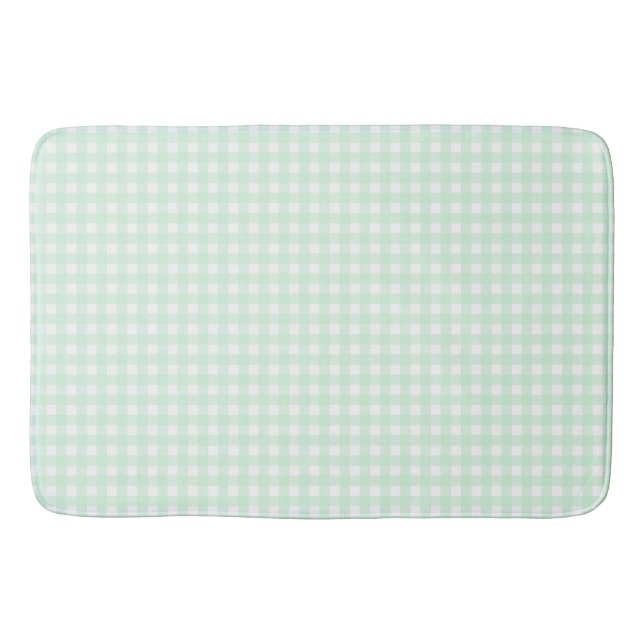 Faye and Lauren Light Green Gingham Bath Mat (Front)