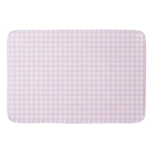 Faye and Lauren Light Pink Gingham Bath Mat (Front)