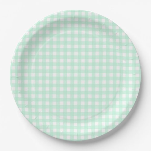 Faye and Lauren Pastel Gingham Green Paper Plates