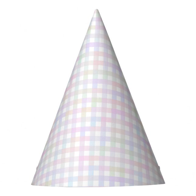 Faye and Lauren Pastel Gingham Multicolor Party Hat (Front)