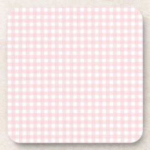 Faye and Lauren Pastel Pink Gingham Beverage Coaster