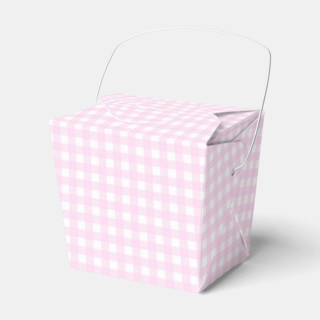 Faye and Lauren Pastel Pink Gingham Favor Boxes (Front Side)