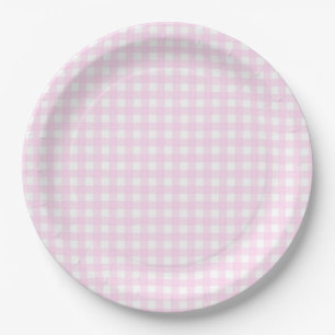 Faye and Lauren Pastel Pink Gingham Paper Plates