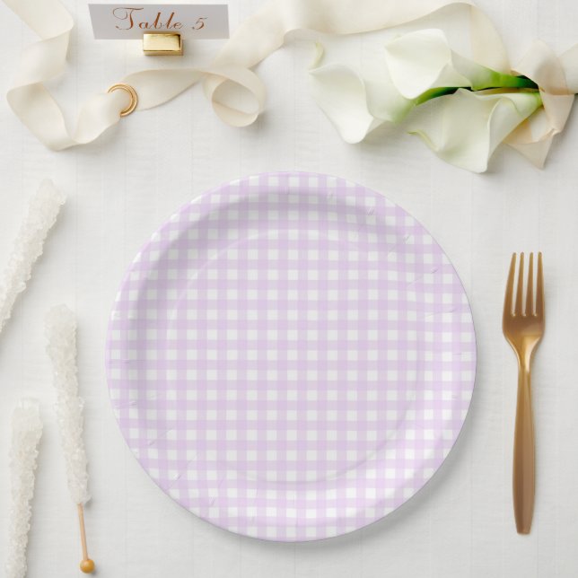Faye and Lauren Pastel Purple Gingham Paper Plates (Wedding)