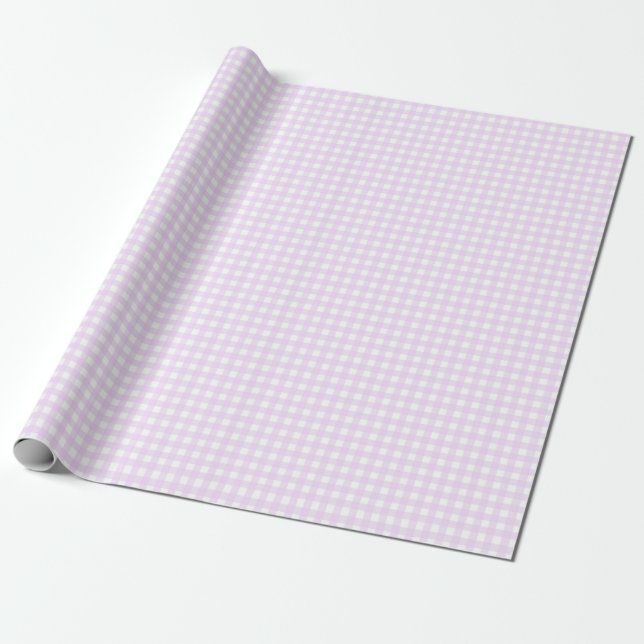 Faye and Lauren Pastel Purple Gingham Wrapping Paper (Unrolled)