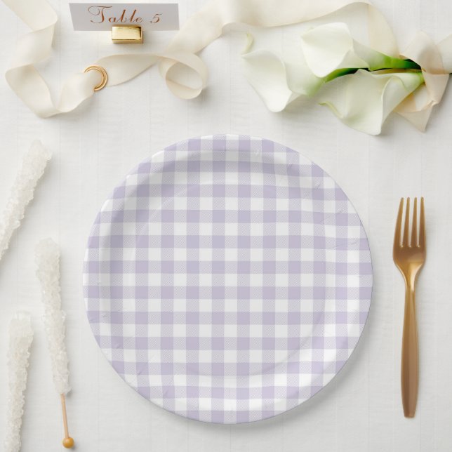 Faye and Lauren Pastel Purple Plaid  Paper Plates (Wedding)