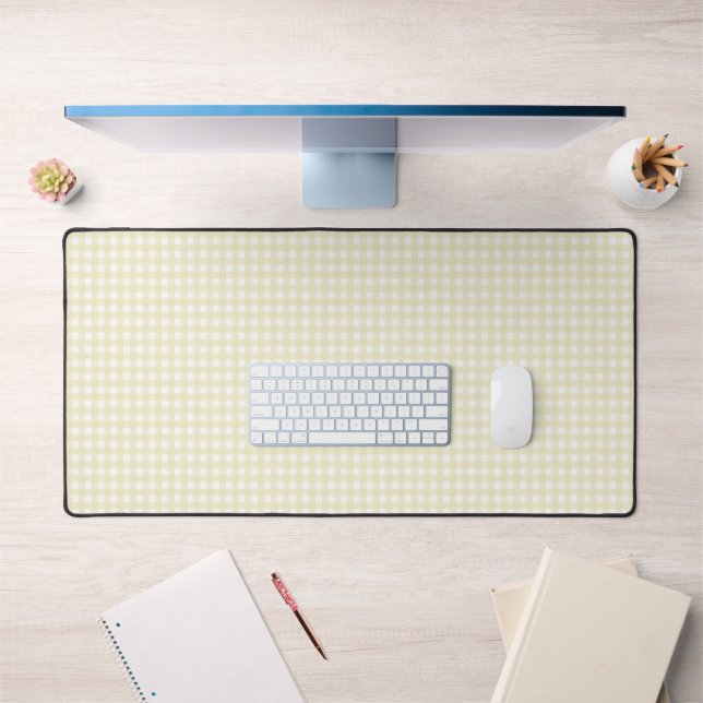 Faye and Lauren Pastel Yellow Gingham Desk Mat (Office 1)