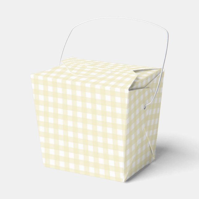 Faye and Lauren Pastel Yellow Gingham Favor Boxes (Front Side)