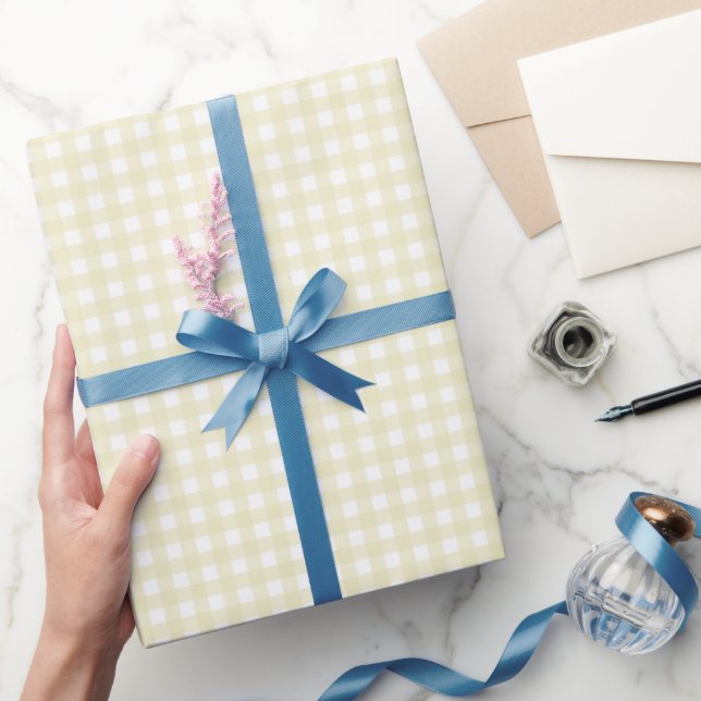 Faye and Lauren Pastel Yellow Gingham Wrapping Paper (Gifting)