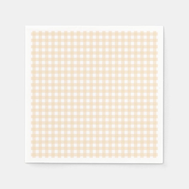 Faye and Lauren Peach Gingham Napkins (Front)