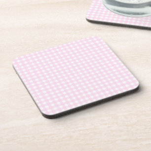 Faye and Lauren Pink Gingham Beverage Coaster