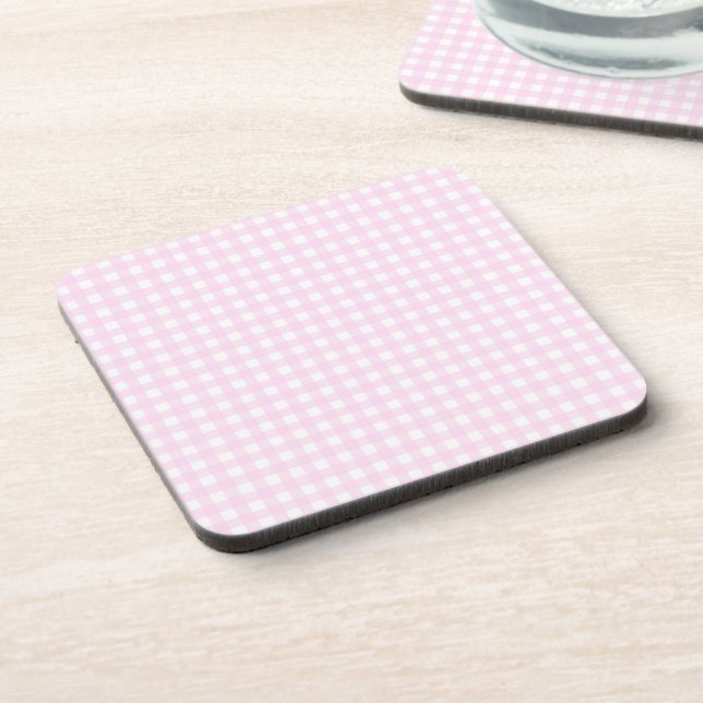 Faye and Lauren Pink Gingham Beverage Coaster (Left Side)