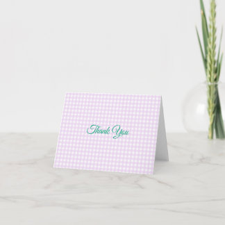 Faye and Lauren Pink Gingham Letterpress Thank You Card