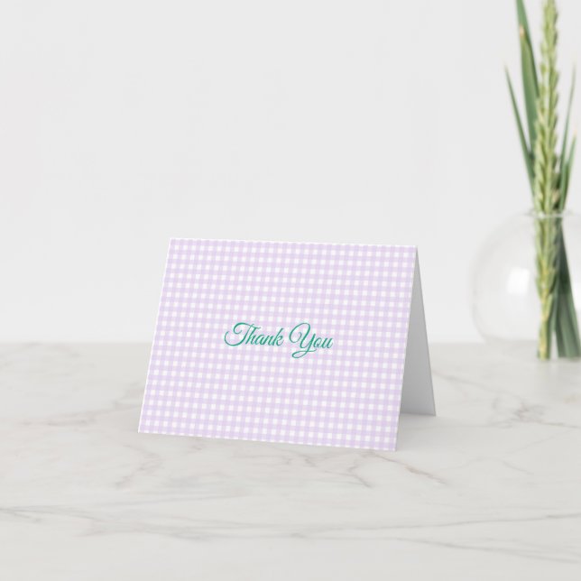 Faye and Lauren Pink Gingham Thank You Card (Front)