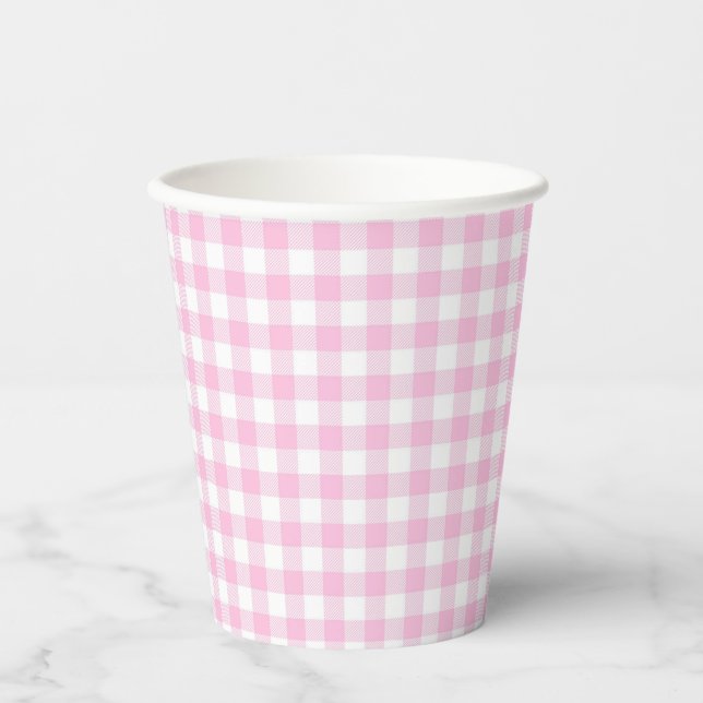 Faye and Lauren Pink Plaid Paper Cups (Front)