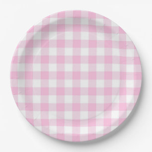 Faye and Lauren Pink Plaid Paper Plates