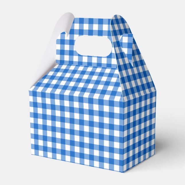 Faye and Lauren Sky Blue Gingham Favor Boxes (Front Side)