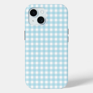 Faye and Lauren Soft Blue Gingham iPhone 15 Case