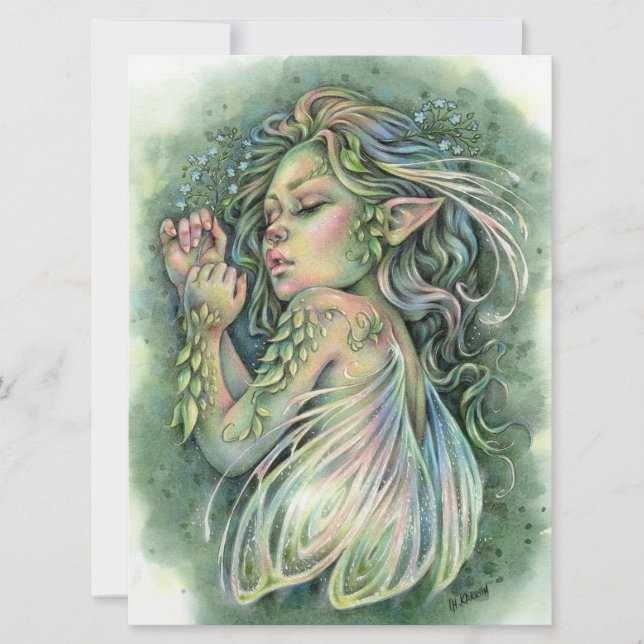 Faye Art Card Sleepy Cute Baby Forest Fairy Girl (Front)