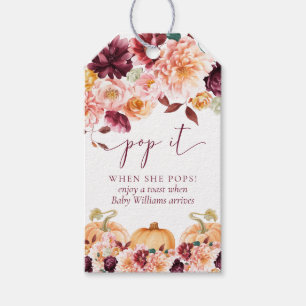 Faye Burgundy Fall Floral Pop It When She Pops Gift Tags
