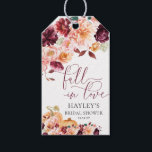Faye Burgundy Fall In Love Autumn Bridal Shower Gift Tags<br><div class="desc">This bridal shower favor tags features an autumn burgundy floral design. The script heading is an image that cannot be edited. All of the other text is fully editable. For more advanced customization of this design,  simply select the "Customize It" button above.</div>