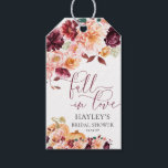 Faye Burgundy Fall In Love Autumn Bridal Shower Gift Tags<br><div class="desc">This bridal shower favor tags features an autumn burgundy floral design. The script heading is an image that cannot be edited. All of the other text is fully editable. For more advanced customization of this design,  simply select the "Customize It" button above.</div>