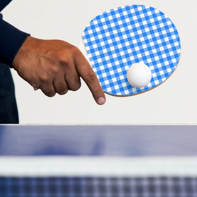 Faye & Lauren Blue Gingham Ping Pong Paddle (Insitu)