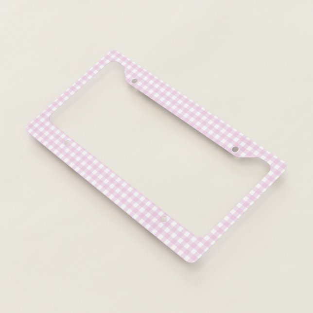 Faye & Lauren Pink Gingham License Plate Frame (3/4)