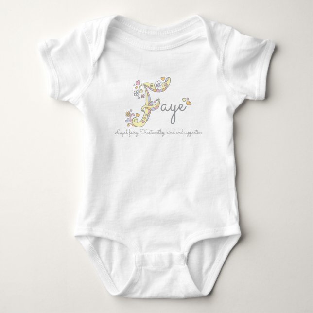 Faye name meaning girls decorative letter F Baby Bodysuit (Front)