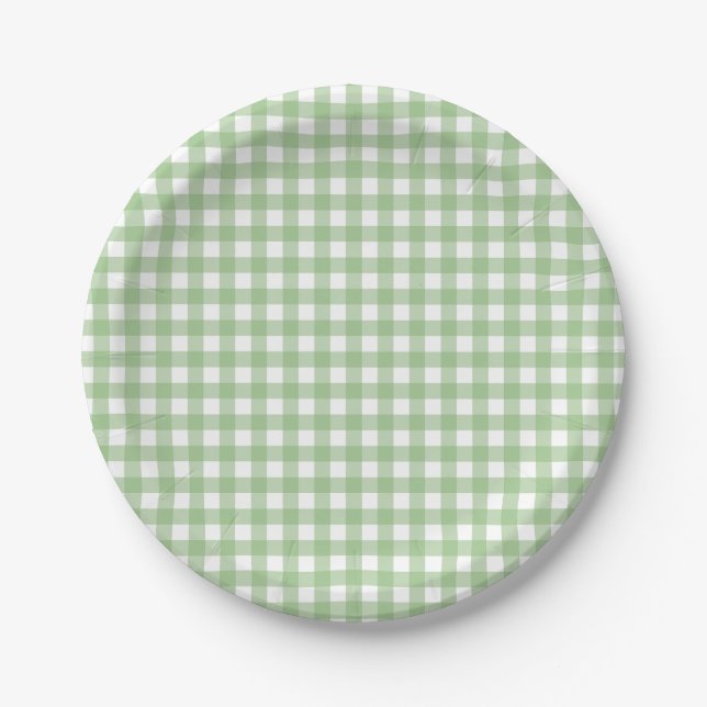 FayeandLauren Green Classic Buffalo Plaid Pattern Paper Plates (Front)