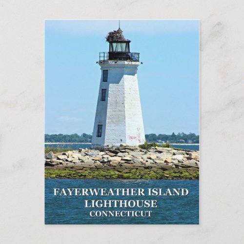 Fayerweather Island Lighthouse Connecticut Postcard