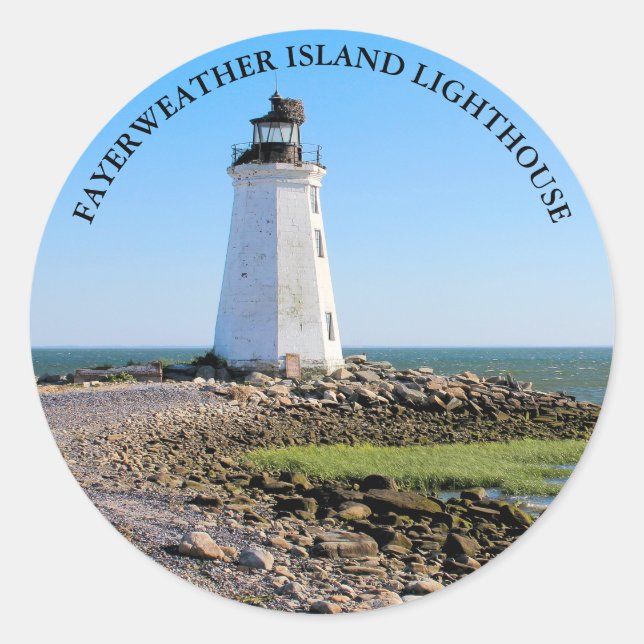 Fayerweather Island Lighthouse CT Round Sticker (Front)