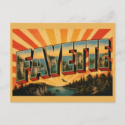 Fayette Historic State Park MI Vintage Travel Art Postcard