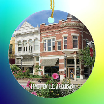 Fayetteville  Arkansas Downtown Square Photo Ceramic Ornament by whereabouts at Zazzle
