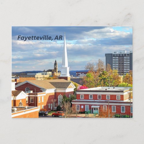Fayetteville Arkansas Downtown View Postcard