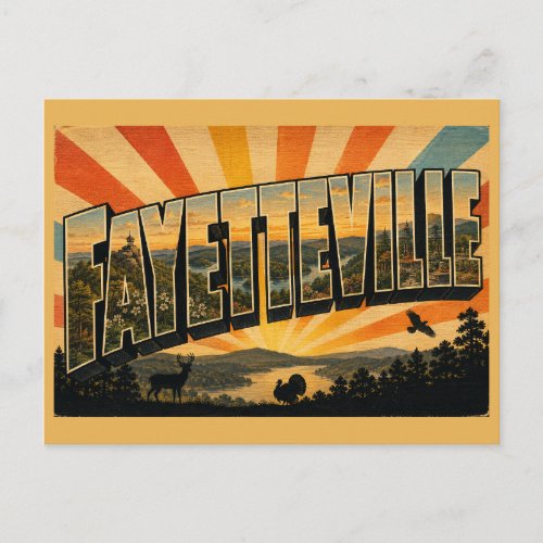 Fayetteville Arkansas Ozark Mountain Lake Art Postcard