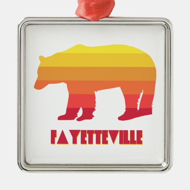 Fayetteville Arkansas Rainbow Bear Metal Ornament (Front)