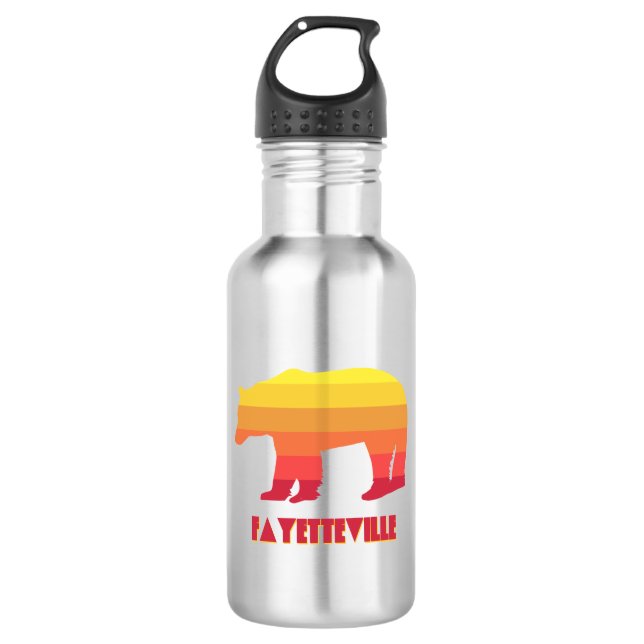 Fayetteville Arkansas Rainbow Bear Stainless Steel Water Bottle (Front)
