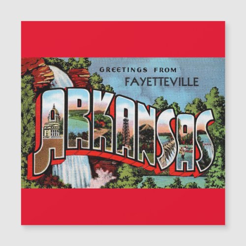 Fayetteville Arkansas Vintage Travel Magnetic Card