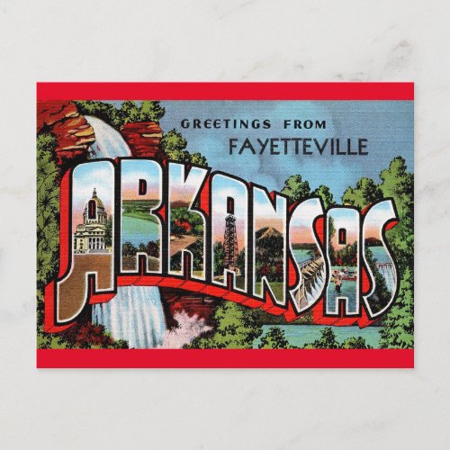 Fayetteville Arkansas Vintage Travel Postcard