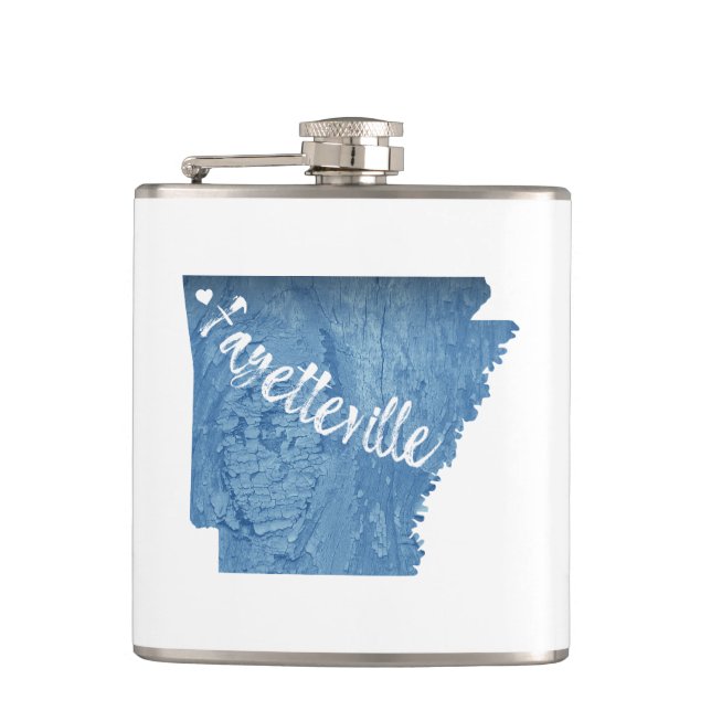 Fayetteville Arkansas Wood Grain Flask (Front)