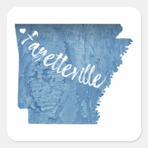 Fayetteville Arkansas Wood Grain Square Sticker