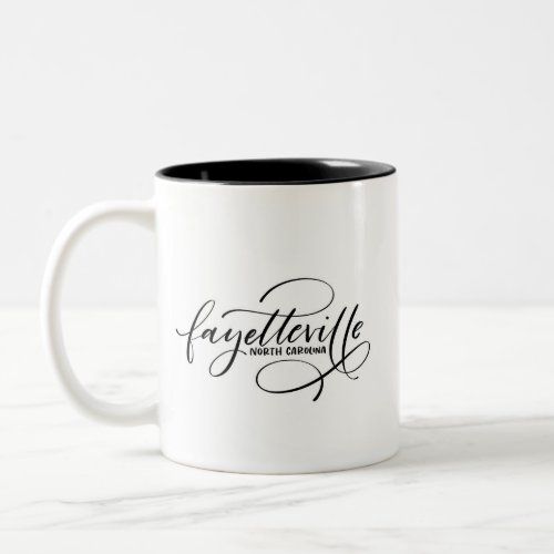 Fayetteville NC Strong Hand Lettered Two_Tone Coffee Mug