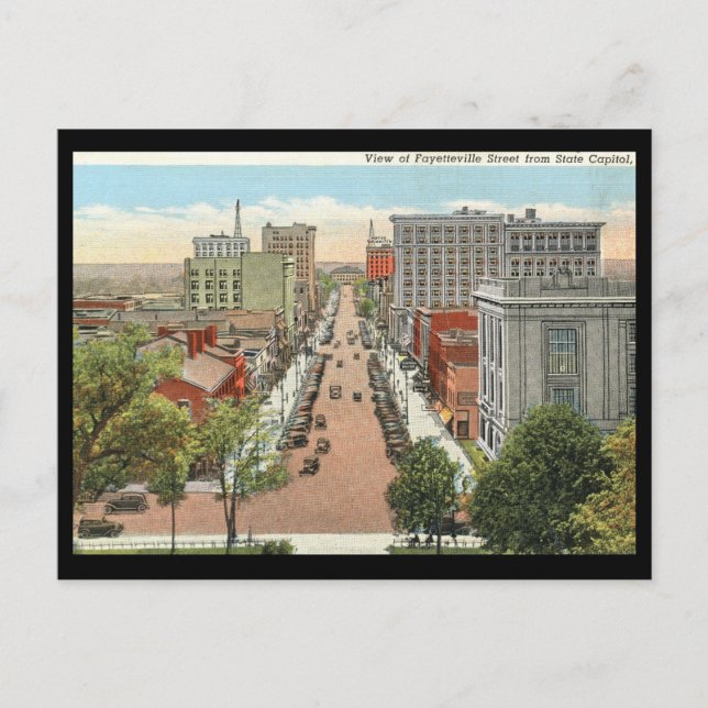 Fayetteville St., Raleigh, NC Vintage Postcard (Front)